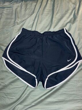 Nike Women's Dark Blue Athletic Shorts with White Piping